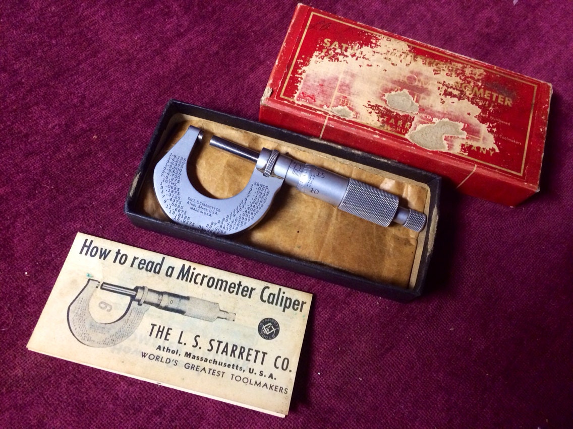 Vintage Micrometer Caliper L.S. Starrett 10000ths