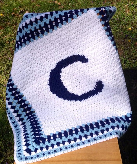 Crochet Monogram Initial Baby Blanket by BellaBeansCrochet on Etsy