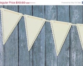 ON SALE Cream Triangle Banner Pennant Garland Bunting Photo Prop Holiday Party reusable banner Il_170x135