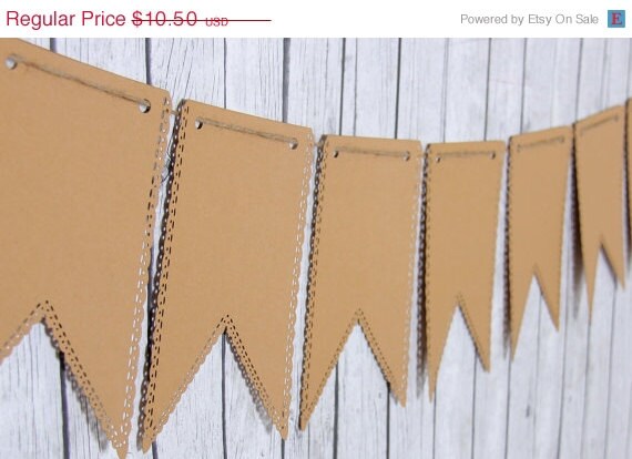 ON SALE Brown Kraft Banner Pennant Garland Bunting Photo Prop Holiday Party reusable Il_570xn