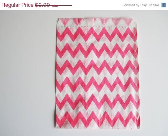 ON SALE 12 Hot Pink CHEVRON Designer Party Favor Bags, Weddings, Birthday, Showers Il_570xn