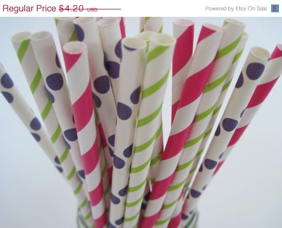 ON SALE 25 Dora the Explorer Straw Mix - Green, Purple, Hot Pink - ships less than 24 hours Il_570xn
