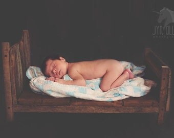 NEWBORN BED photo prop for infant and todlers photos or doll or dog bed handmade of rustic weathered barn wood great for photography