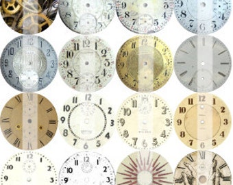 32 - 1" Round, Clock/Watch blanks Theme bottle cap stickers - INSTANT DOWNLOAD - 8.5x11" pdf