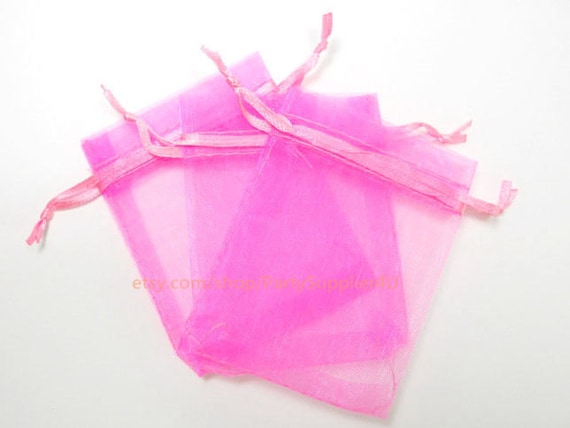 4x6 Organza Bags 100 Pink Sheer Favor Bags with Satin