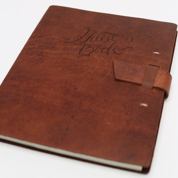 Leather Guest Book by PressedCotton on Etsy