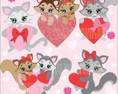 80% OFF Valentine cats clipart, commercial use, vector graphics, digital clip art, digital images - AMB-334 Il_170x135