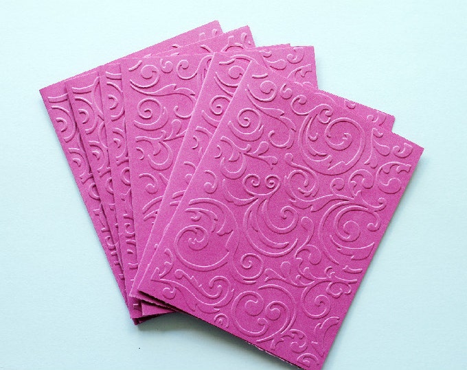 Pink Embossed Card Set / Blank Cards/Stationary/Set of Cards/Cards in Pink