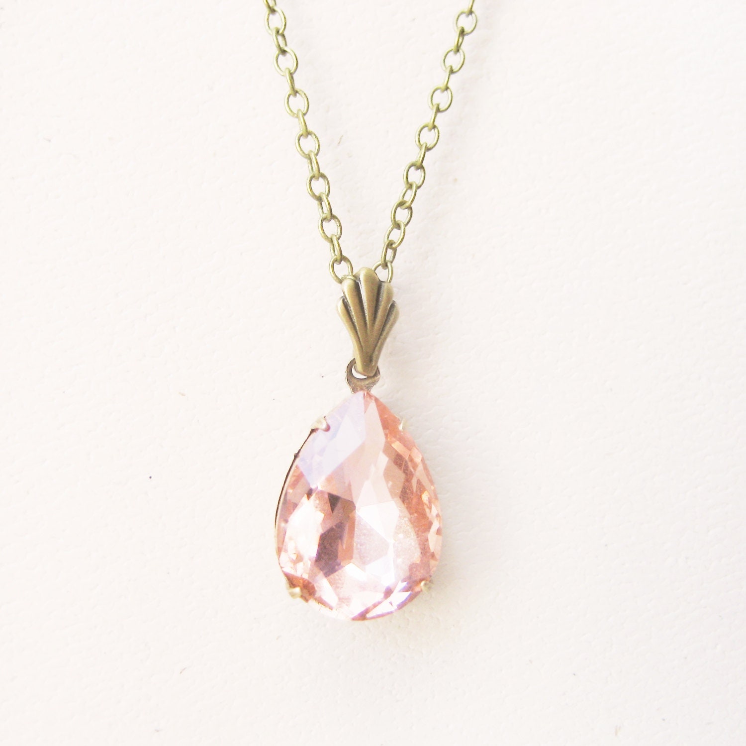 Blush Rhinestone Necklace Pink Bridal Jewelry by NoonOnTheMoon