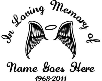 In Loving Memory of with angel wings (car/windows/notebooks/computers)