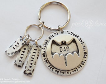 Batman Keychain - Father's Day Gifts - Personalized Superhero Key Chain - Husband Gift - Mens Gift - Birthday Gifts for Dad - Gifts for Dad