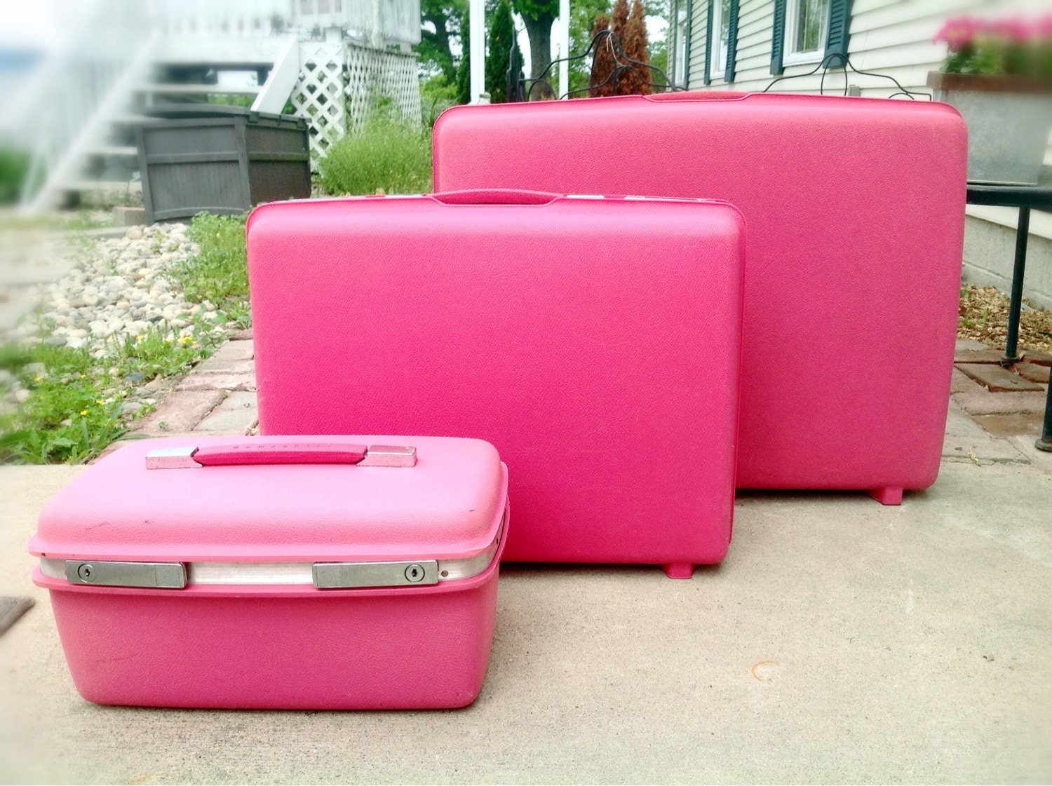 Vintage Samsonite Pink Luggage Set