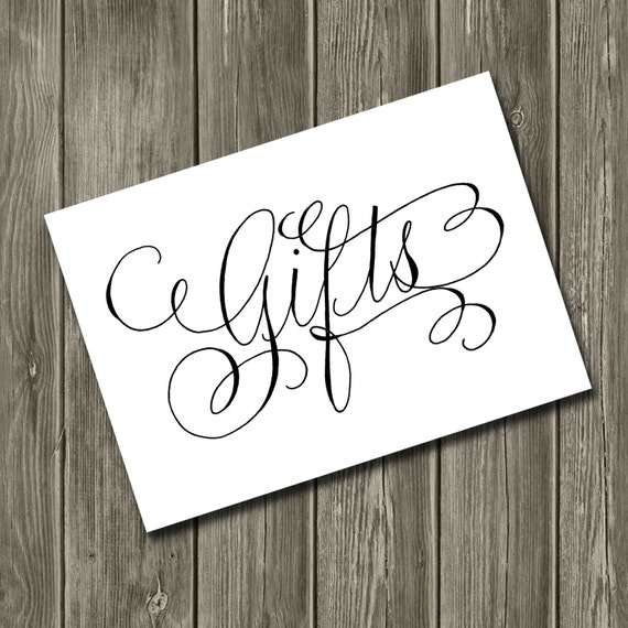 Gifts Table Sign Handwritten Calligraphy Wedding Printable