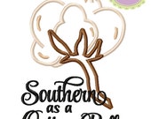 Southern as a Cotton Boll Machine Embroidery Applique Design