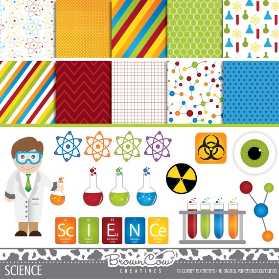 Science Clipart & Digital Papers by BrownCowCreatives on Etsy