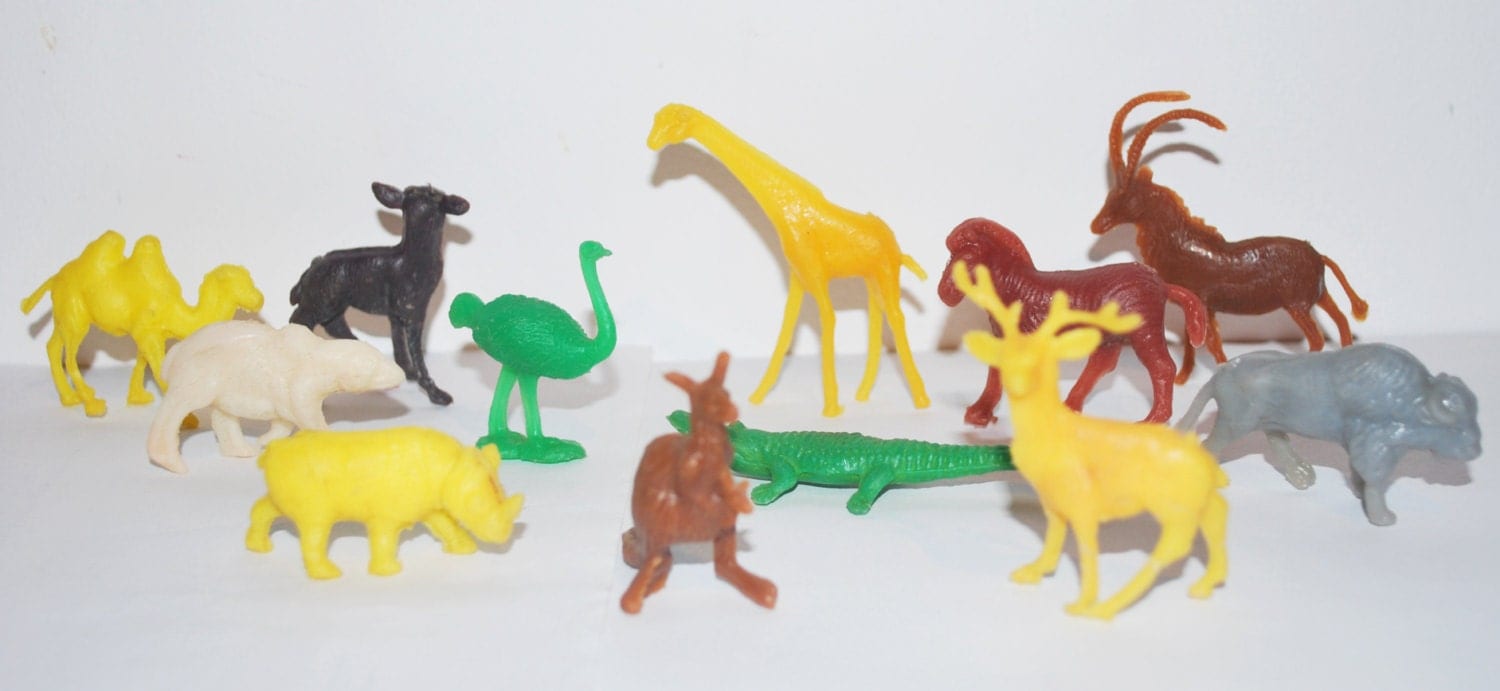 Vintage toys Animal set old toys Zoo toys for children