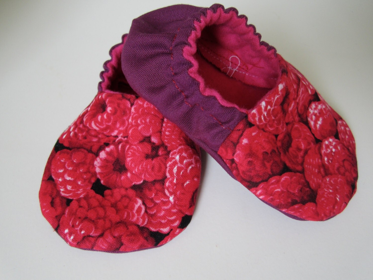 Red raspberry hand made baby shoes Valentines day