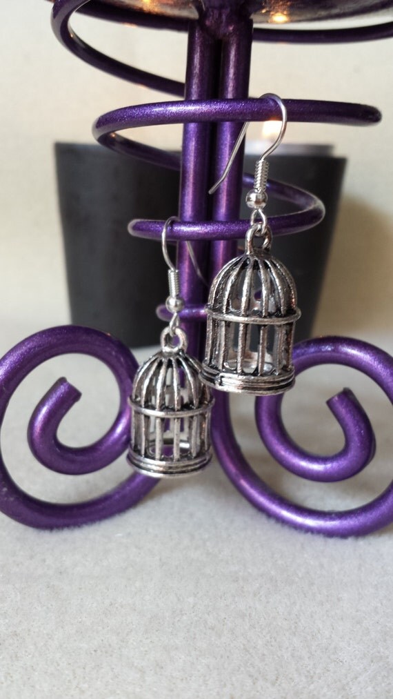 3D bird cage earrings by LazyLemonCreations on Etsy