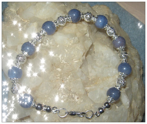 Beautiful Handmade Silver Bracelet with Lavender Jade by IreneDesign2011