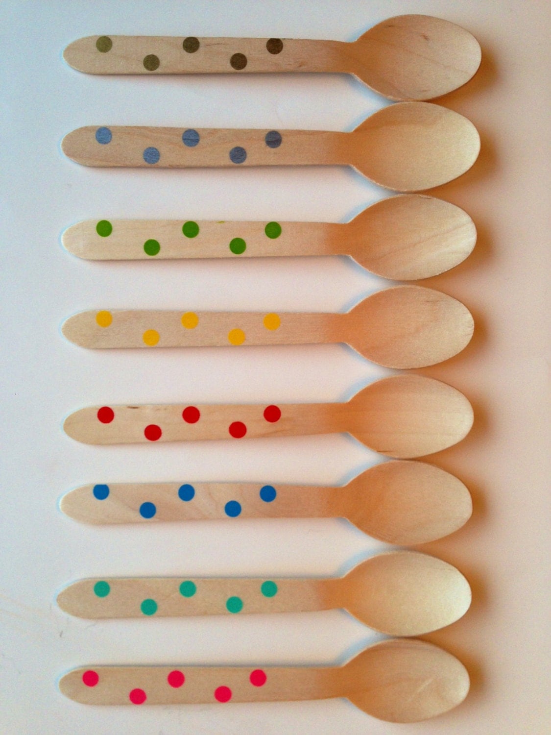 Wooden Party Spoons with Polka Dots PICK YOUR COLORS 8
