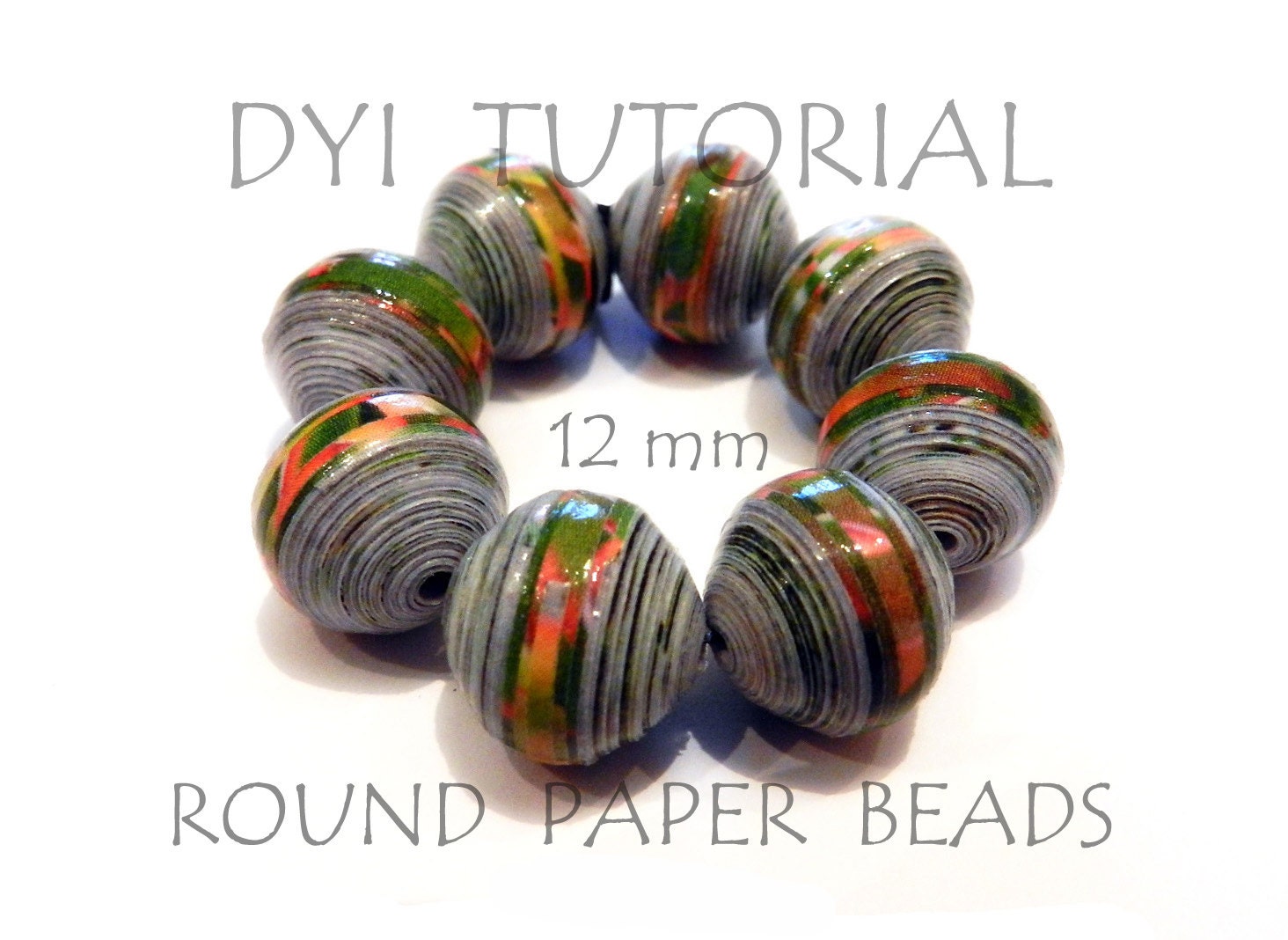 DIY Tutorial how to make round paper beads medium size 12mm