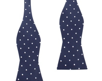 Men's Bow Tie (Self Tie / Untied Bowtie) Navy Blue Polka Dot (X325-UTBT) Bowties Bow Ties Necktie Men Tuxedo Wedding Formal