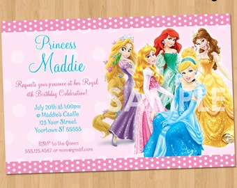 Princess Invitation - Disney Princess Invitation - Birthday Princess Invitation - Printable Princess Invite Birthday Party Disney Princesses
