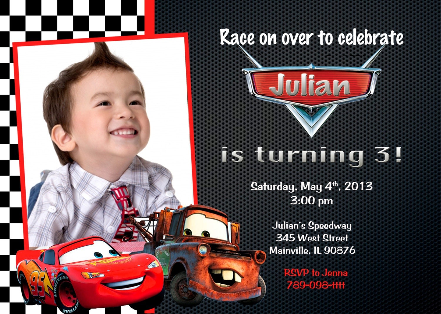 Disney The Cars Birthday Invitations Design 6