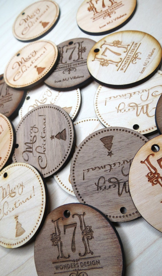 50 2 x 2 Custom Wood Tags Custom Engraved Tags Wood Gift
