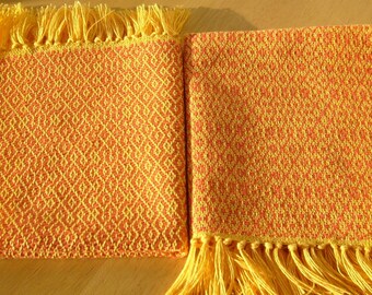Hand Woven Placemats, Orange and Yellow 100% Cotton, Set of Four ...