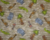 Flannel Fabric, By the Yard, 44/45 Inches Wide, Cute Animals,Elephants, Monkeys, Giraffes,