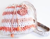 Reversible Crocheted T-Shirt Purse -- Tangerine