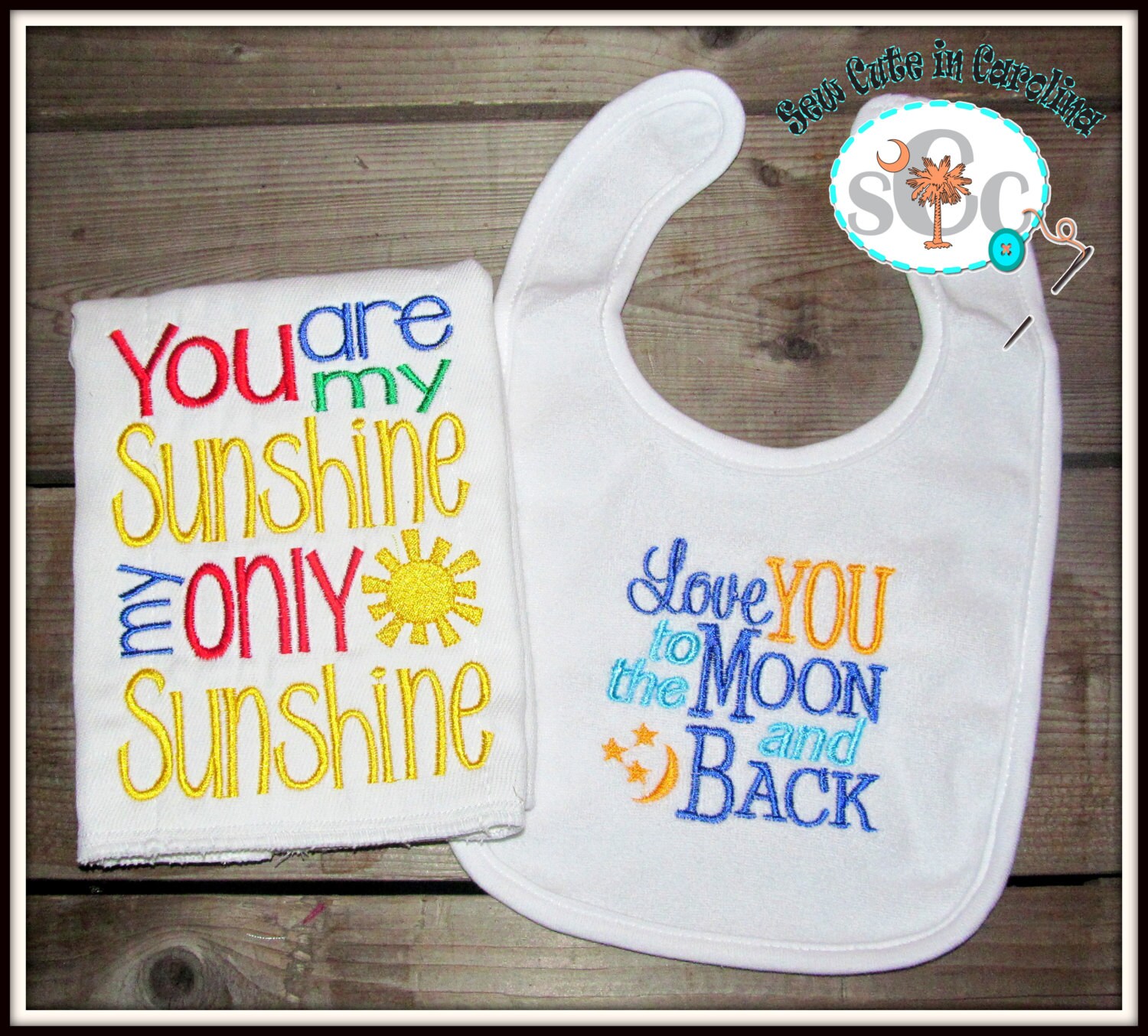 Sweet Sayings Bib and Burp Cloth Set by SewCuteinCarolina on Etsy