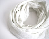 Winter White Linen Scarf, Hand Dyed Scarf, Off White Linen Scarf, Ecru Scarf, Summer Beach Wedding Shawl, Lightweight Minimalist White Scarf