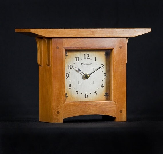 Craftsman Style American Cherry Mantel Clock by HeirloomsEtcetera