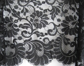 MUKZIN Black Lace Fringed Shawl Scarf