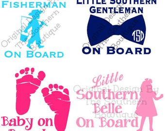 Baby on Board Decal Sticker | Little Southern Belle | Little Gentleman | Little Fisherman | Little Cowboy | Texan| Southern Baby