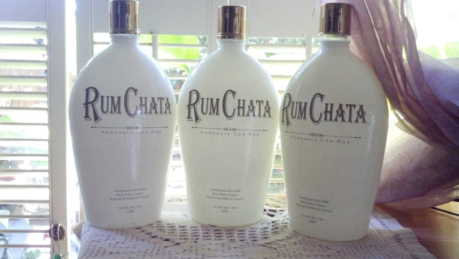 Three 3 Rum Chata 1liter Liquor Glass Bottles By Niceglass4u2