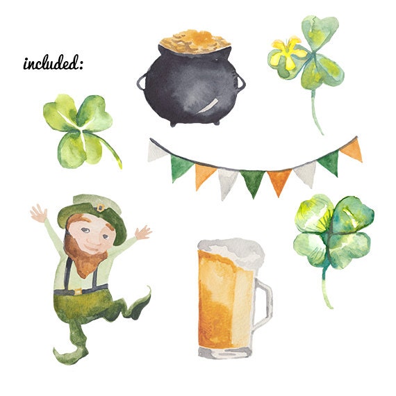 Download Watercolor Saint Patrick's Day Shamrocks Clip art Clipart ...