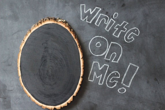 Rustic tree slice chalkboard from Made in Neverland