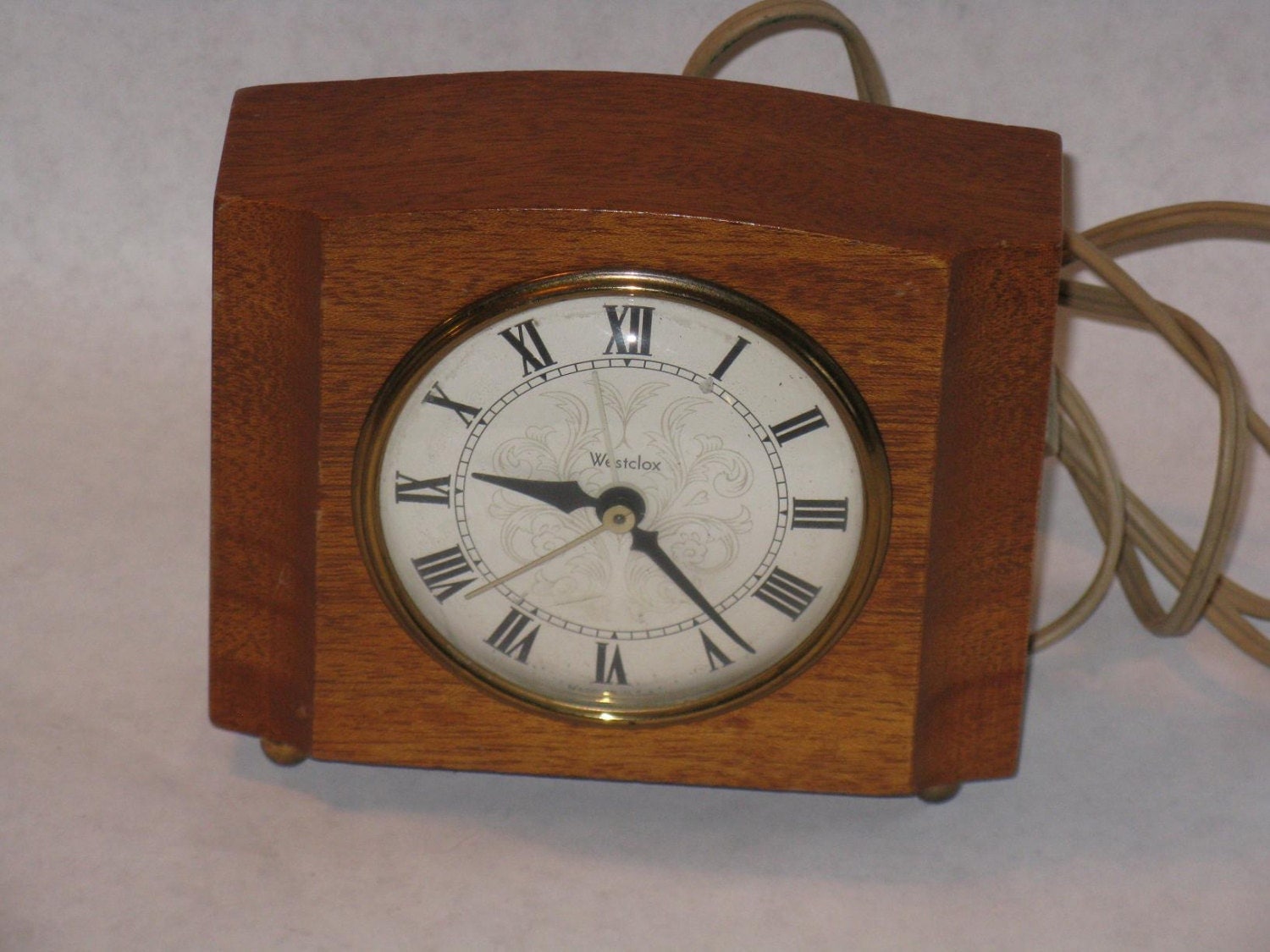 Vintage westclox electric alarm clock working wood case