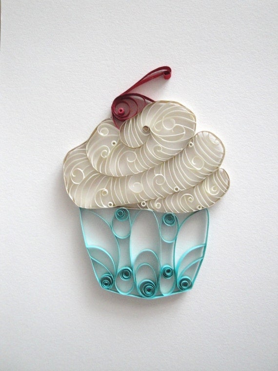 Quilling Home Decor | quilled paper cupcake home decor white and by Quilling Home Decor | quilled paper cupcake home decor white and by