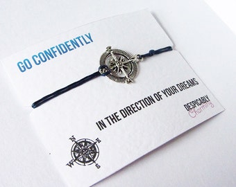 Silver compass bracelet, compass friendship bracelet, layering bracelet, boho bracelet, unisex jewellery, Travel gift, Travel bracelet