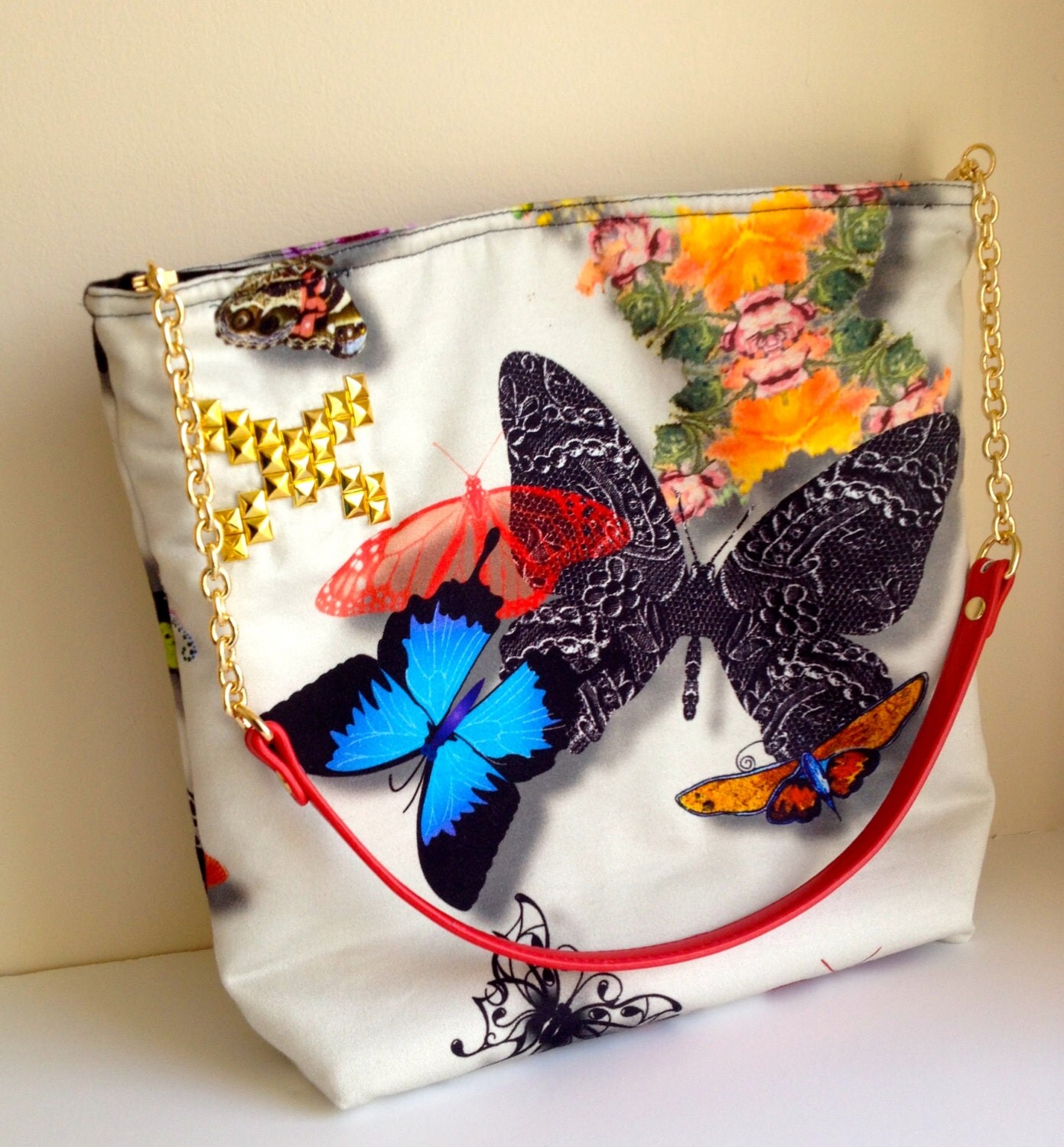 JANUARY SALE Butterfly Bag with Detachable Leather Strap