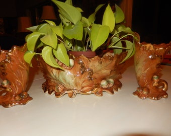 AUTUMN HAND PAINTED Centerpiece and Vases