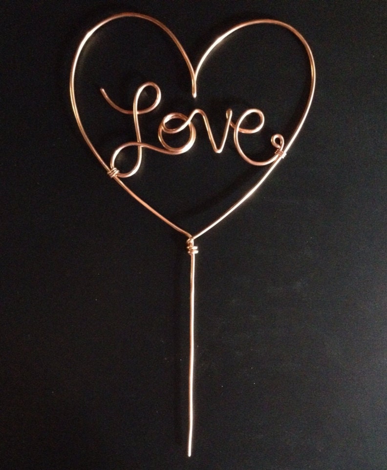 Copper Wire Love Cake Topper by CopperMaidenJewelry on Etsy