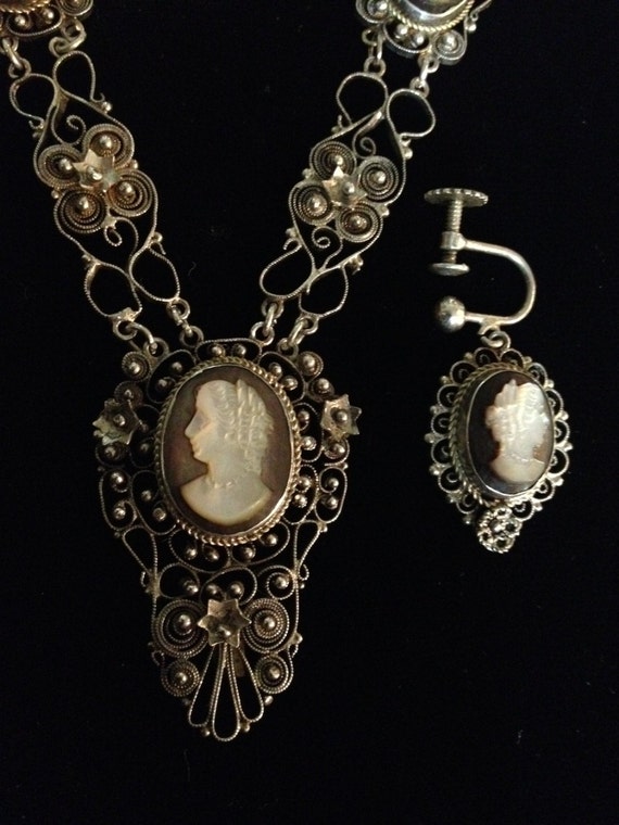 Antique Victorian Silver Cameo Necklace and by UpcycledUpstyled