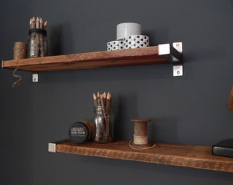 Wood And Metal Wall Shelves l brackets | etsy Wood And Metal Wall Shelves l brackets | etsy