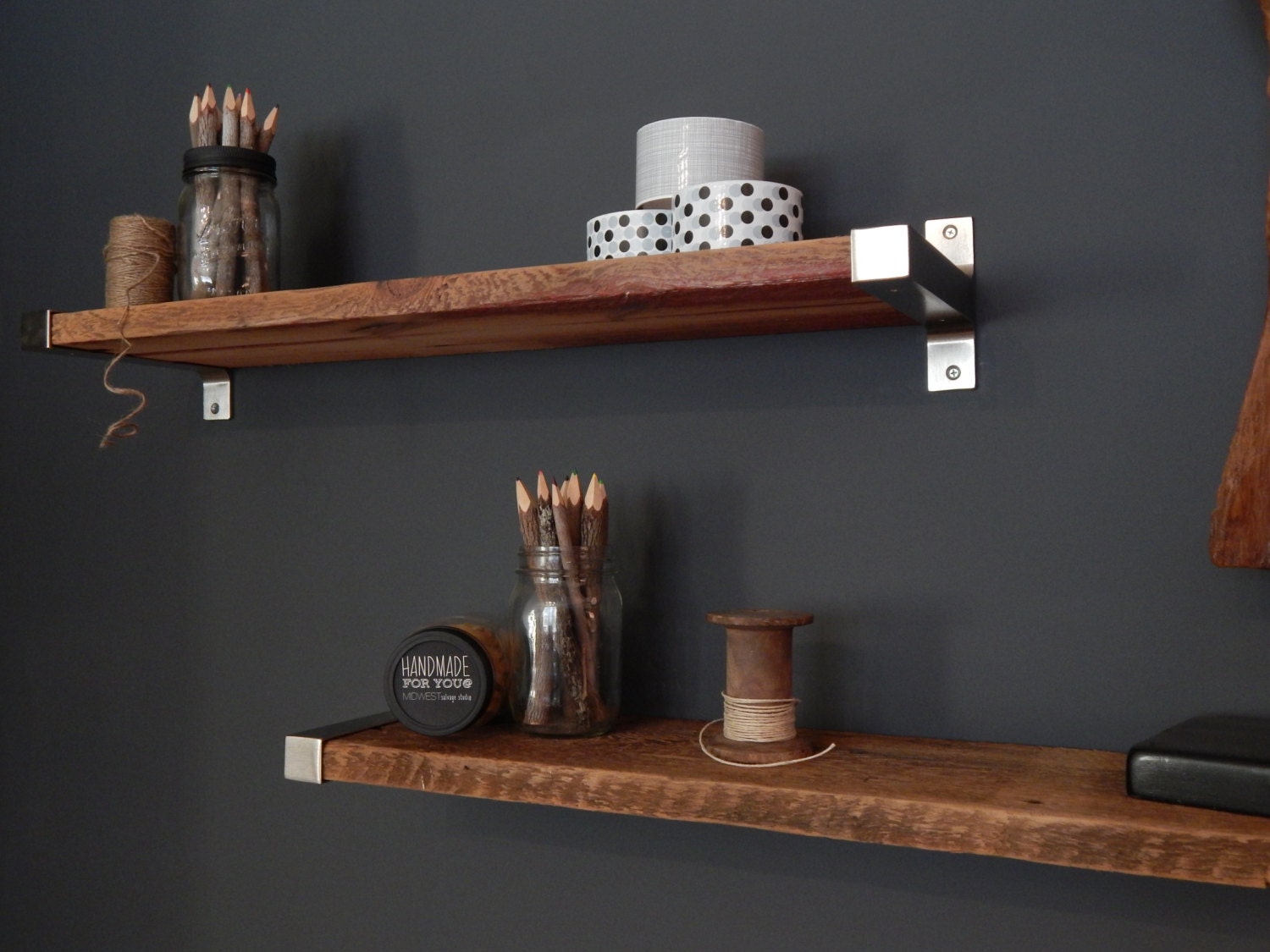 Salvaged Barn Wood Shelving With Modern Metal Brackets Etsy Finds   Il Fullxfull.548011331 8ix3 