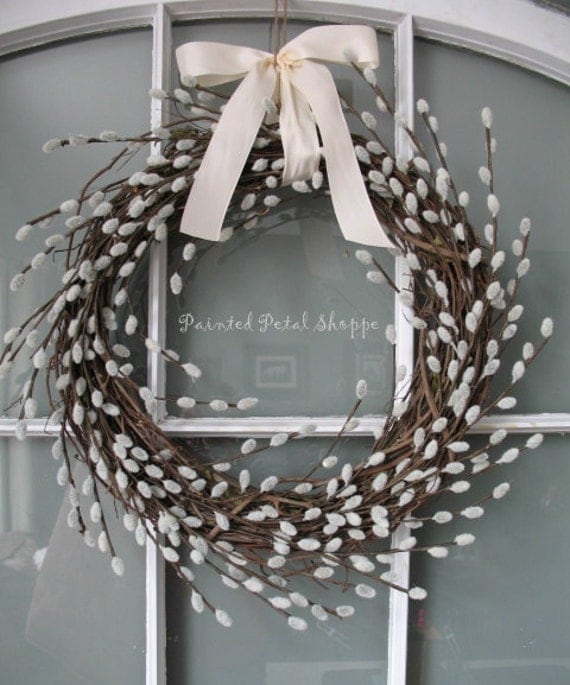 Pussy Willow Wreath/ Rustic Spring Wreath/ Spring Wedding Decor ...